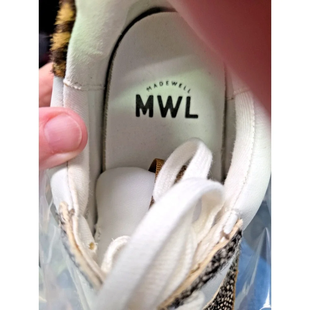 Madewell Shoes Women's 8.5M White Cheetah Animal Print Sneakers Low Leather